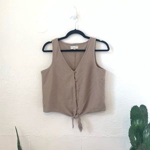 Madewell Tie Front Ribbed Button Down Top